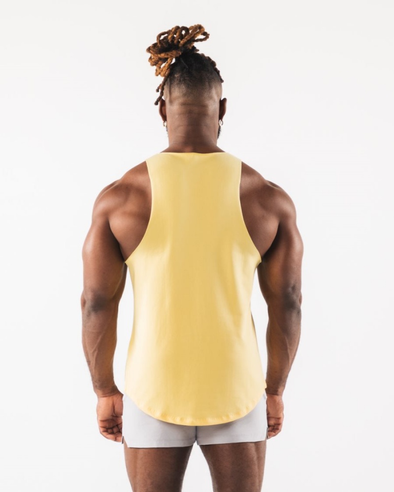 Yellow Alphalete Paisley Print Raw Cut Tank Men's Tanks | 8593240-XJ